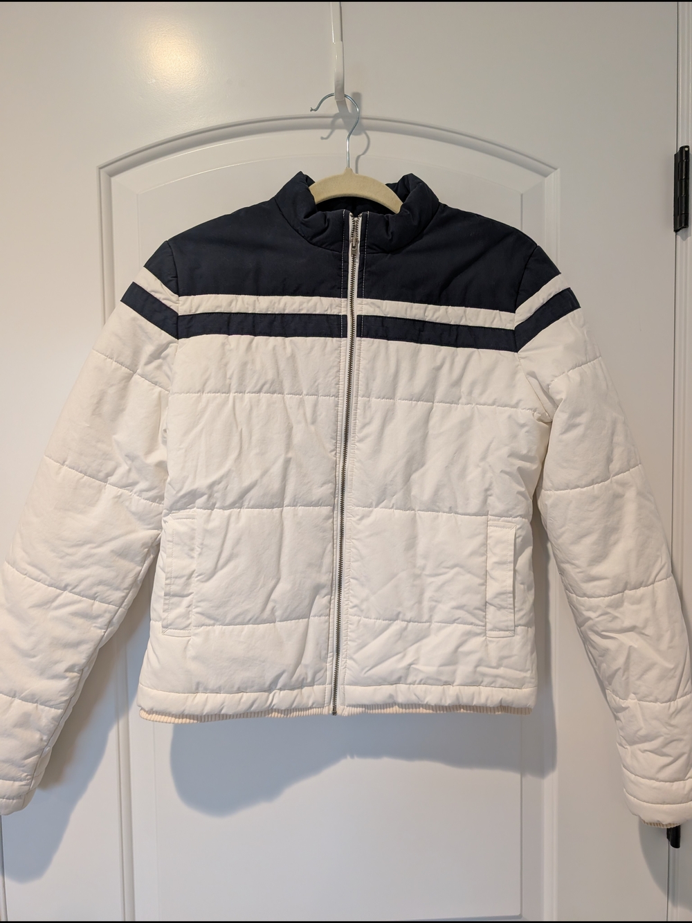 James Perse Navy and White Puffer Jacket